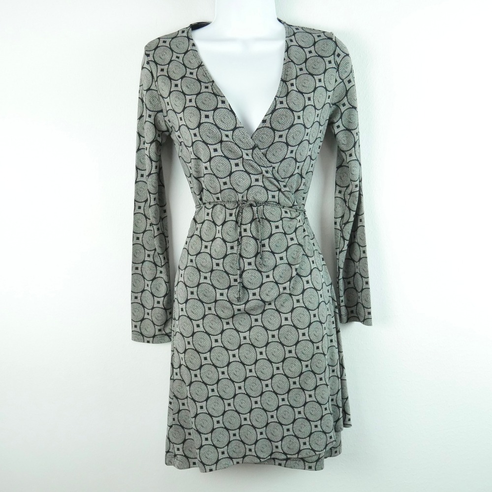 The Limited XS Wrap Dress‎ Funky Geometric Circle Print Y2K Retro Glam Vintage